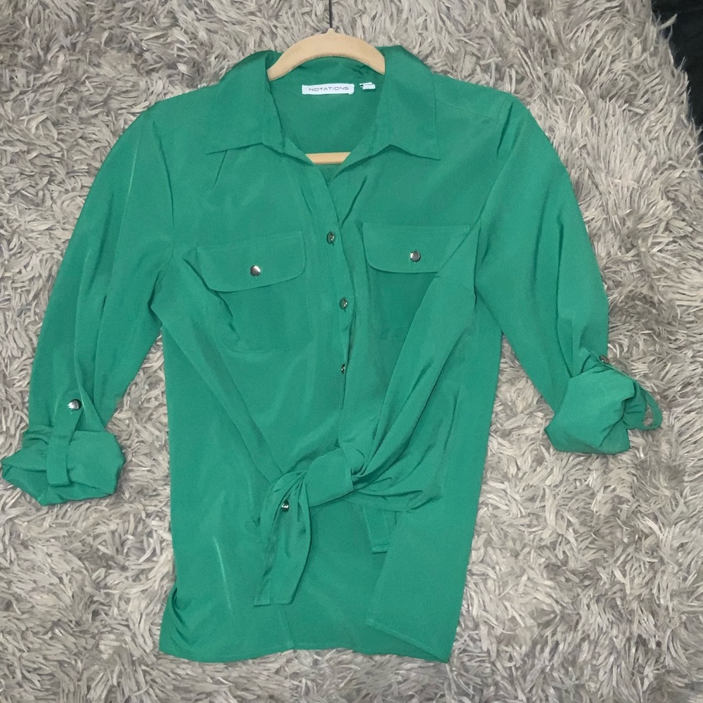 Green Button Down Blouse